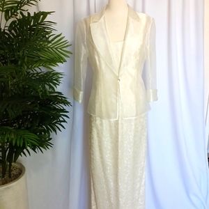 Alex Evenings Long Dress 2Pc Set Cream Size 12